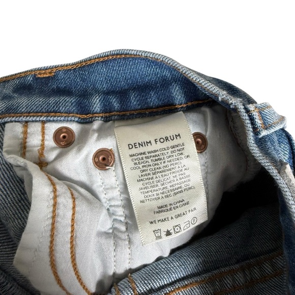 Denim Forum Size 23 Arlo Hi-Rise Straight Medium Blue Wash Stretch Denim Jeans - Picture 4 of 8